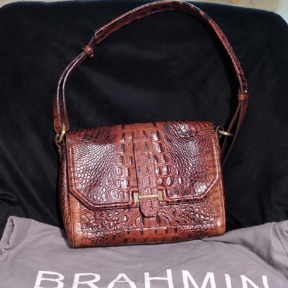 Brahmin Handbags - Brahmin Brown Shoulder Bag with Textured Leather and Adjustable Strap